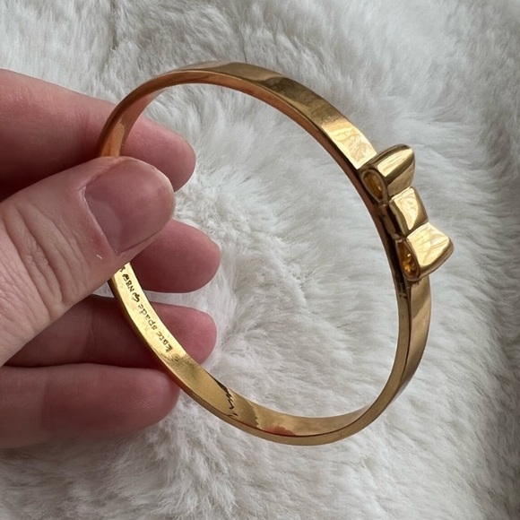 Kate Spade Take A Bow Bangle Bracelet Yellow Gold-Tone | 7.5” | Designer Jewelry - Picture 7 of 13